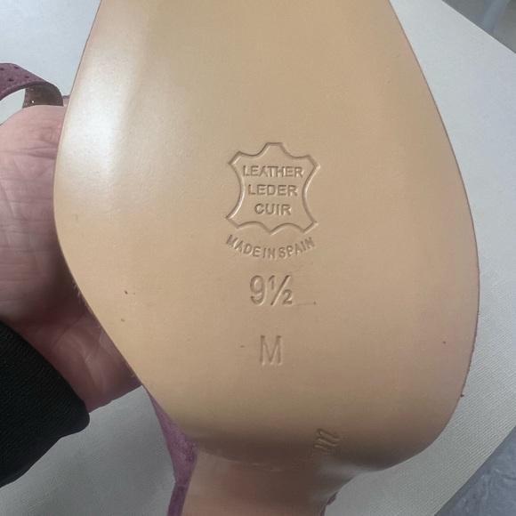 Delman Suede Retro Peep-toe Purple Heels - Picture 2 of 7